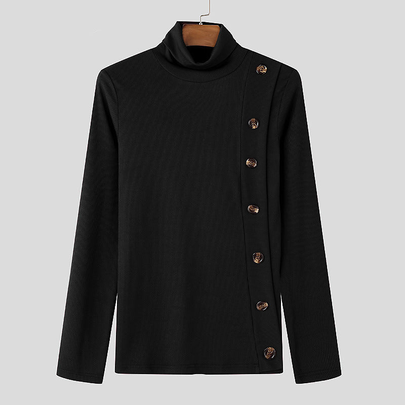 Women's long sleeve turtleneck sweater with button details Lune London