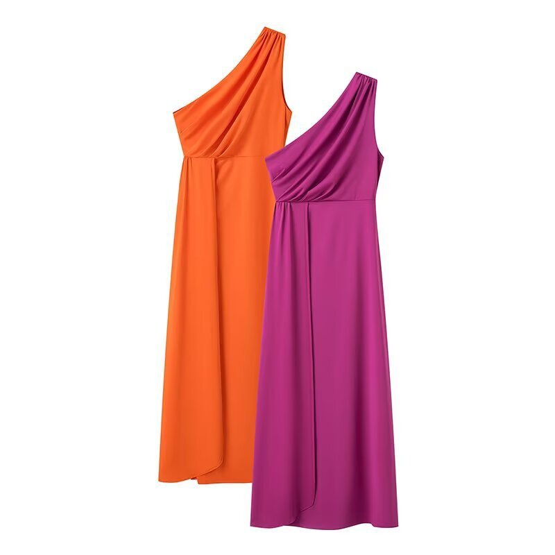 Maxi dress for women with asymmetrical sleeve design and elegant draping Lune London