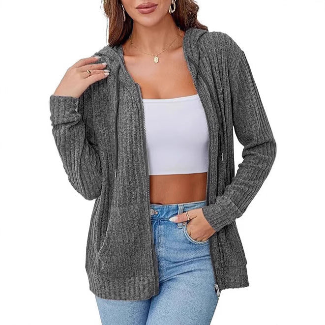Dames sweat à capuche en tricot confortable avec zip Chic & Stil
