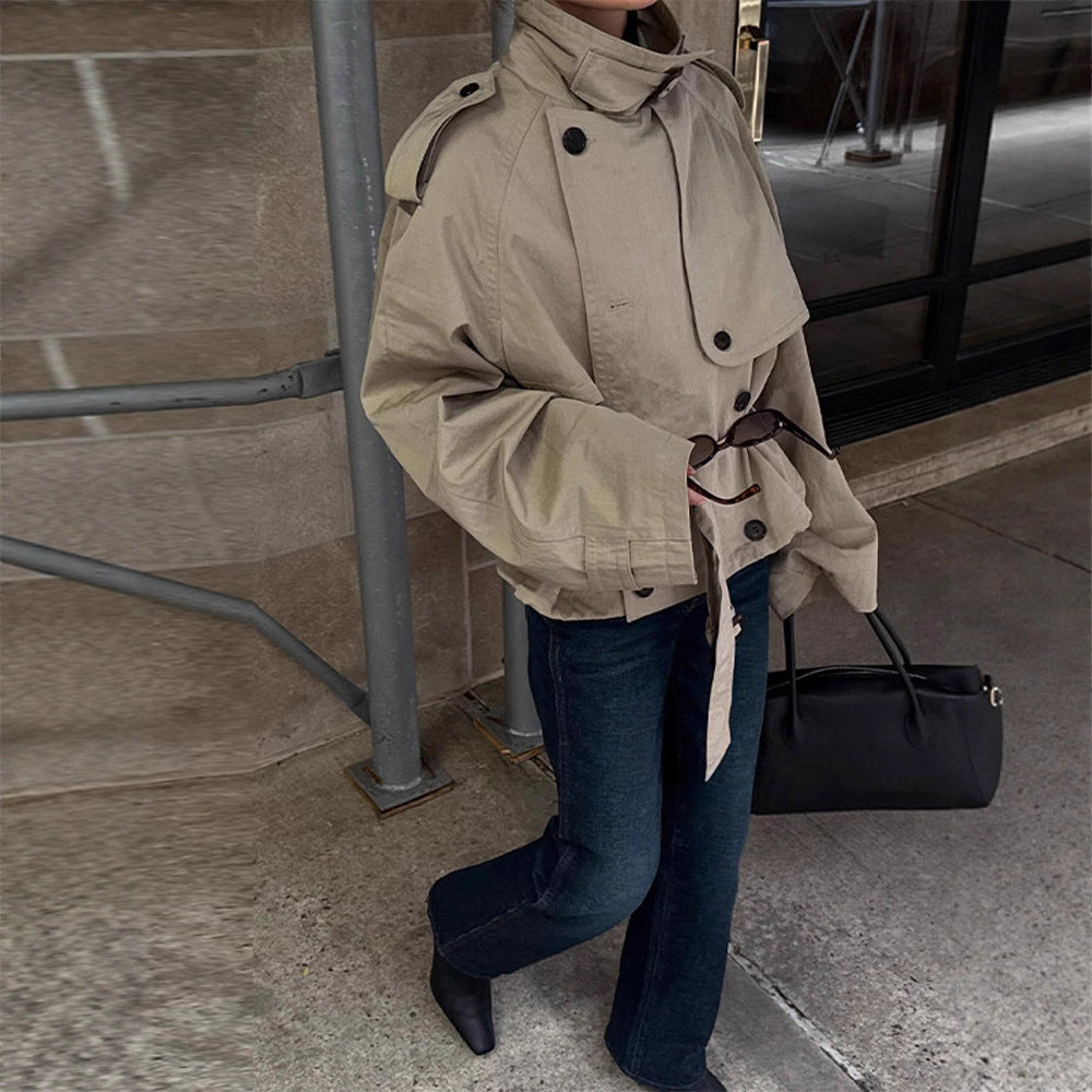 Fashion oversized trench coat for women with a narrow belt Lune London