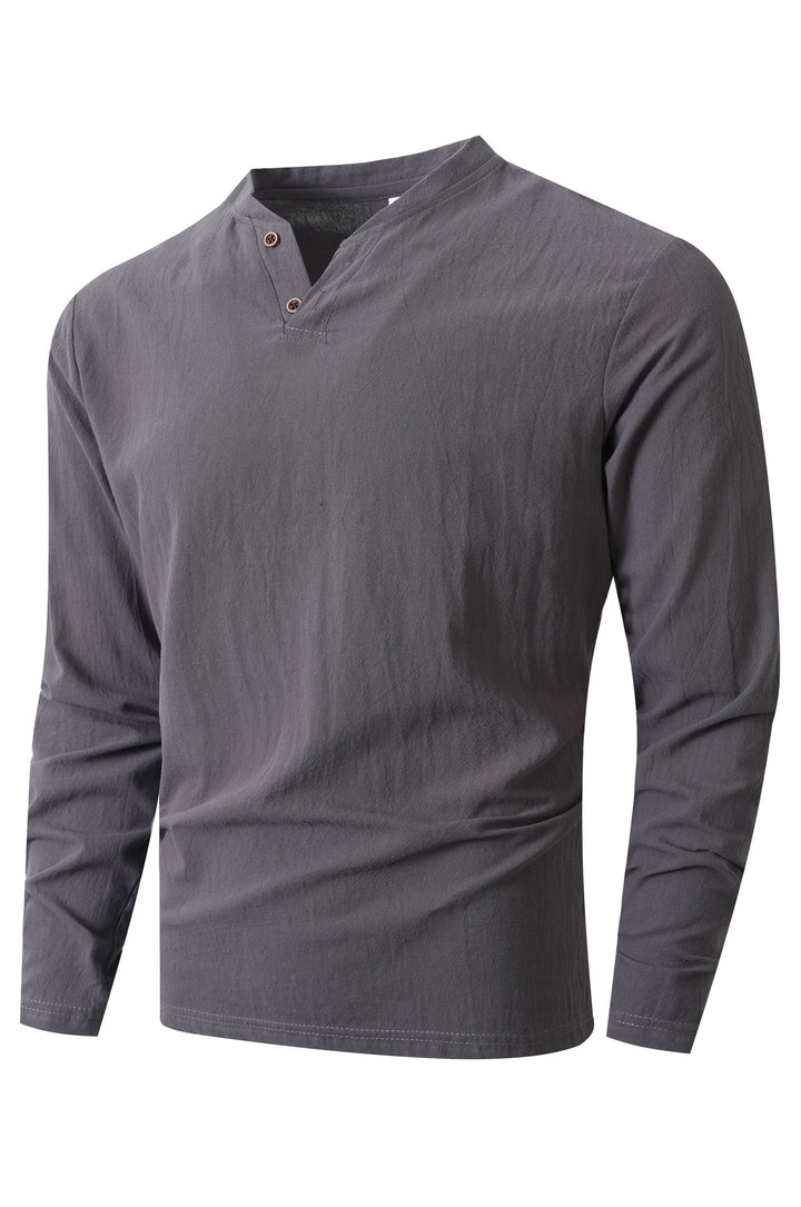Men's long sleeve shirt with trendy Henley neckline Lune London