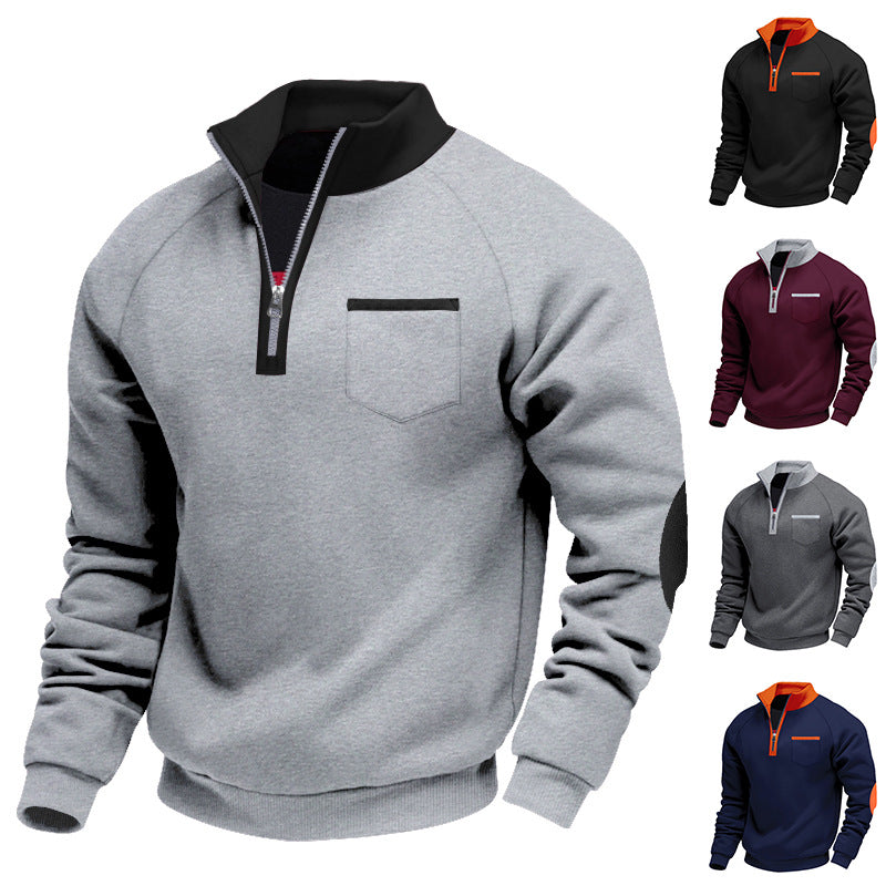 Men's trendy hooded sweater with zipper and practical chest pocket Lune London
