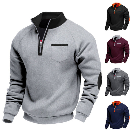Men's trendy hooded sweater with zipper and practical chest pocket Lune London