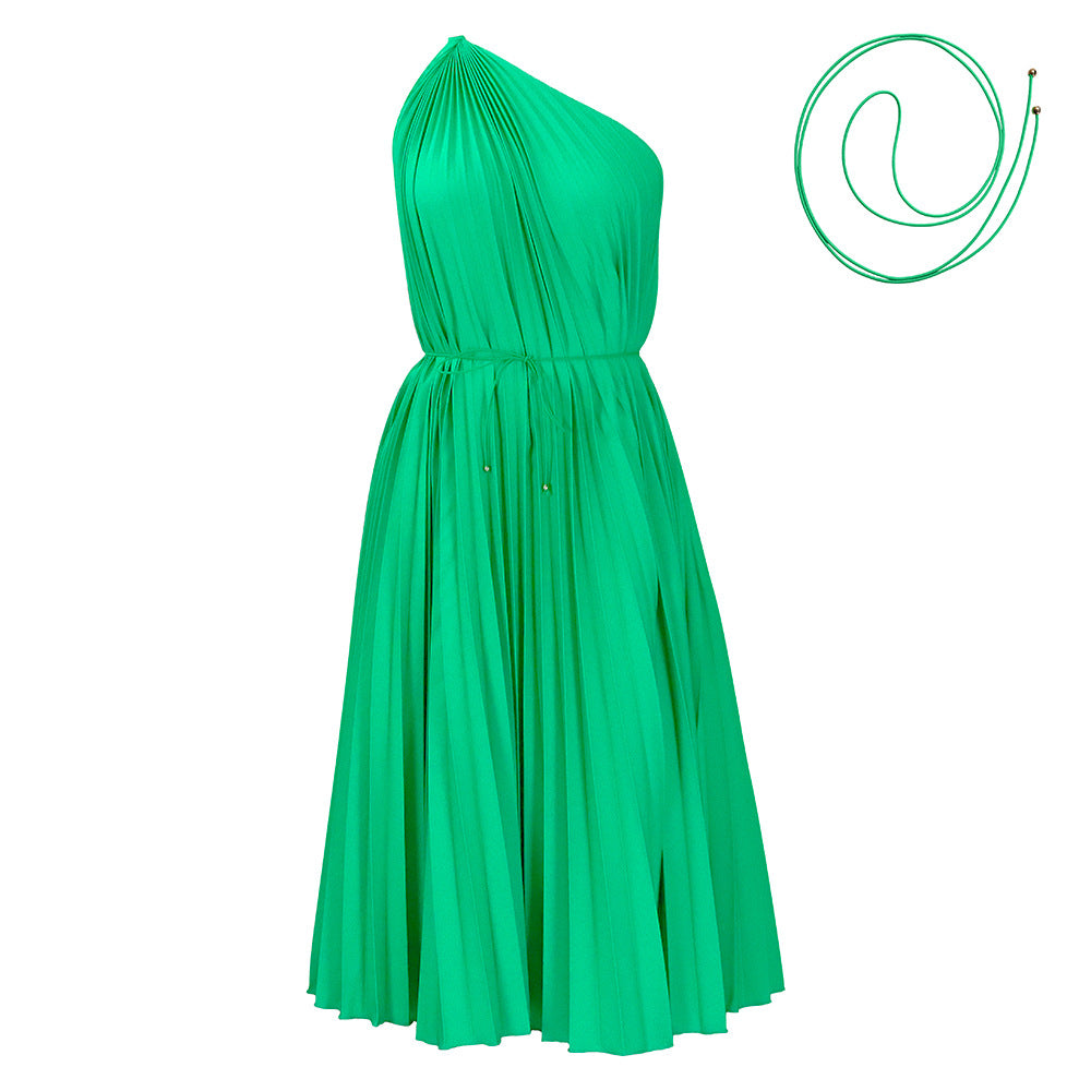 Pleated strapless dress for women with elegant cord Lune London