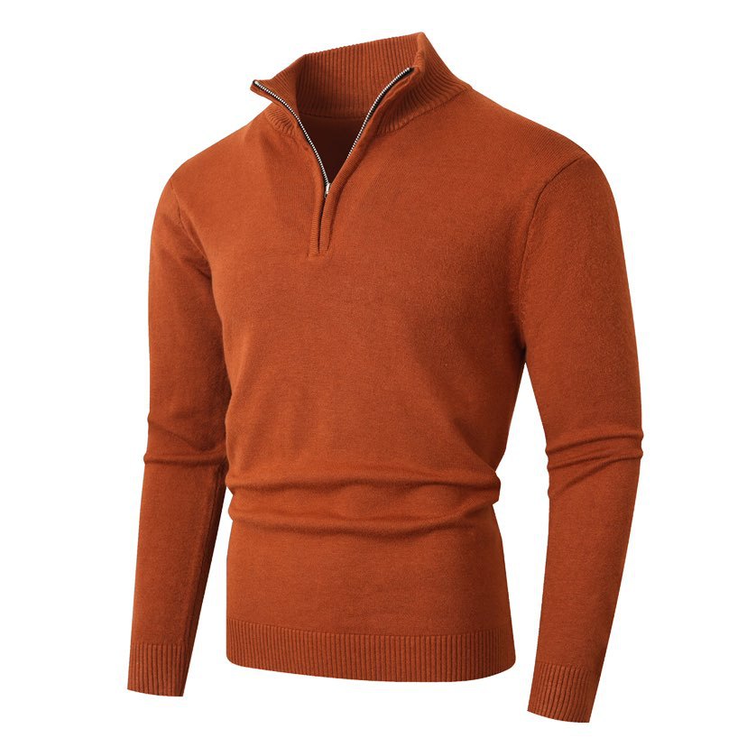 Knitted pullover for men with a modern high collar and a high-quality zipper Lune London