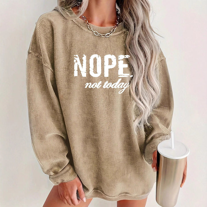 Casual oversized sweater for women with statement print and ribbed texture Lune London