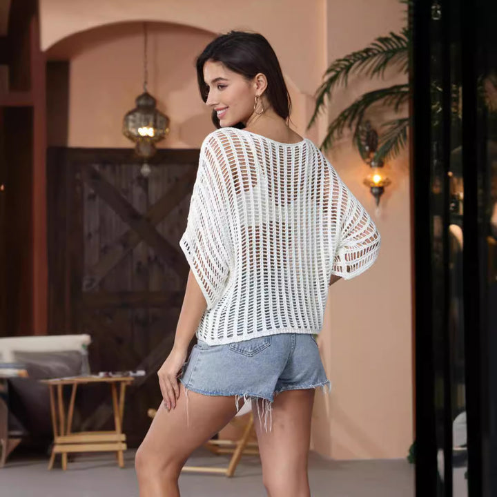 Women's lightweight knit top with a loose fit and asymmetrical hem Lune London