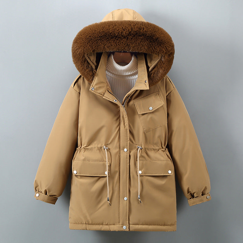 Ladies Insulated Winter Jacket with Removable Faux Fur Collar and Large Pockets Lune London