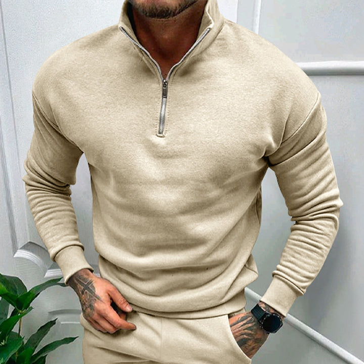 Elegant pullover for men with collar and practical zip Lune London