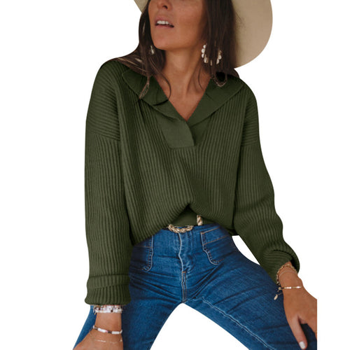 Knit sweater for women with elastic neckline and relaxed fit Lune London