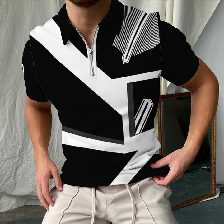 Chic und Stil elegant short-sleeved checkered polo shirt for men