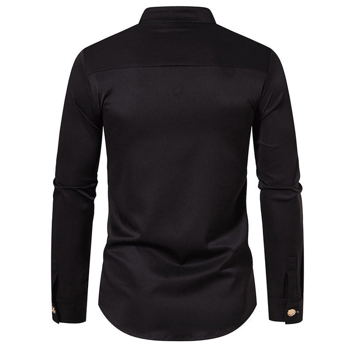 Elegant shirt for men with modern high collar and golden buttons Lune London