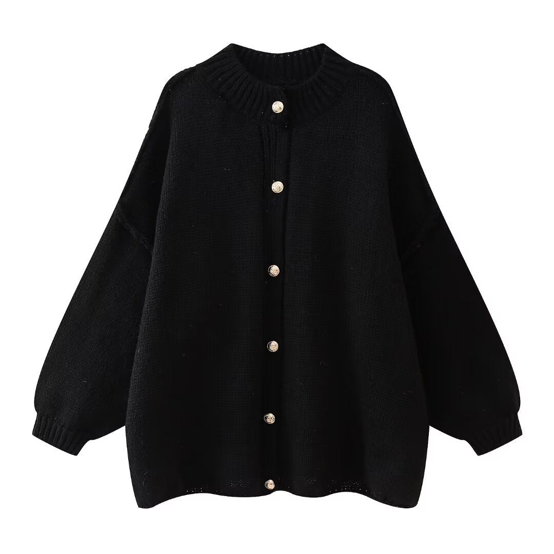 Casual knit jacket for women with button closure and oversized fit Lune London