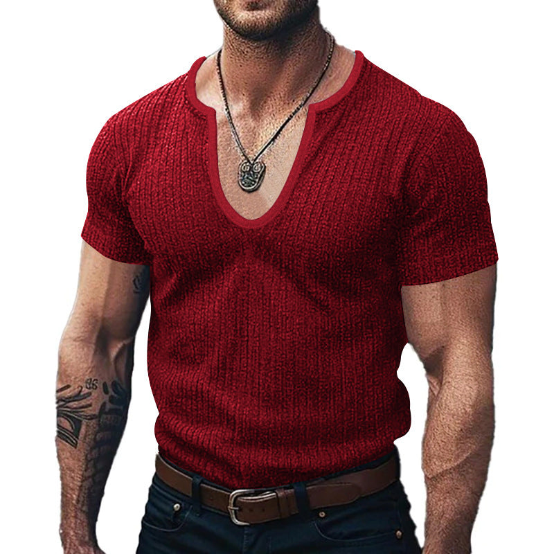 Men's V-neck ribbed T-shirt Lune London