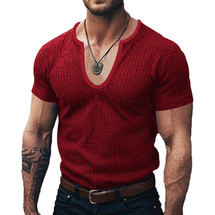 Men's V-neck ribbed T-shirt Lune London