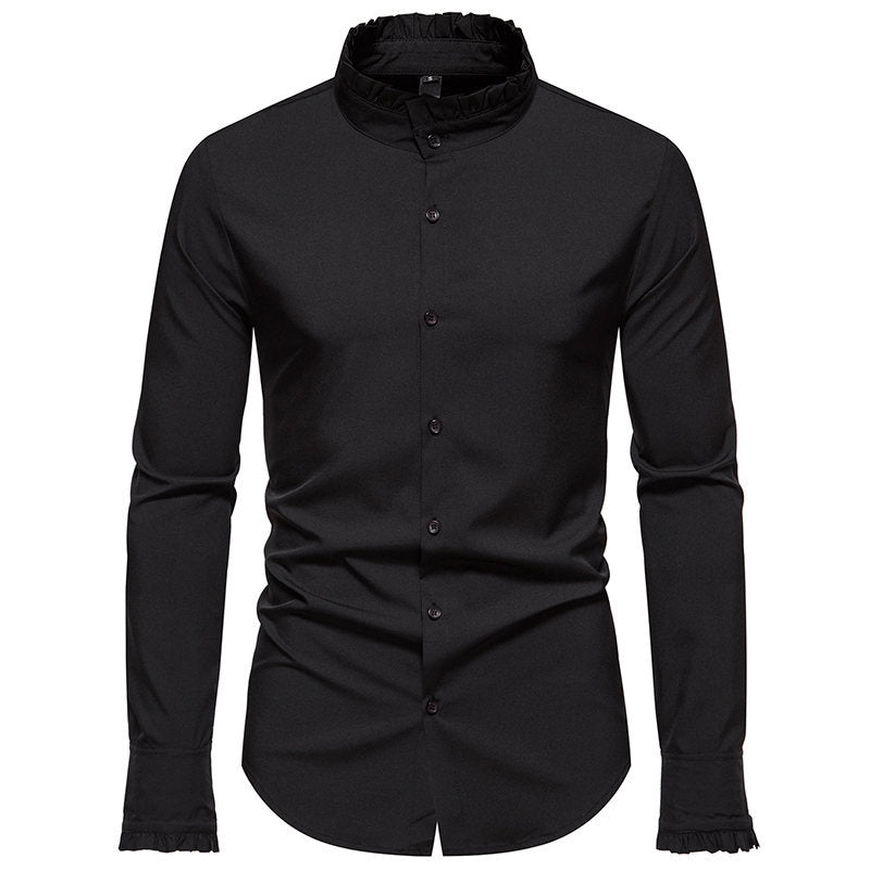 Long sleeve shirt for men with trendy stand-up collar and elegant details Lune London
