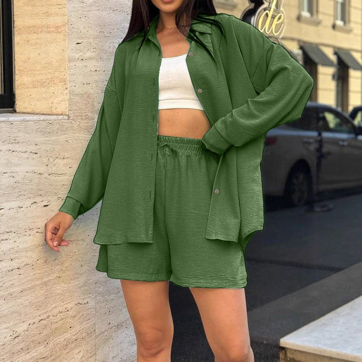 Casual overshirt set for women with elastic waist and loose shorts Lune London