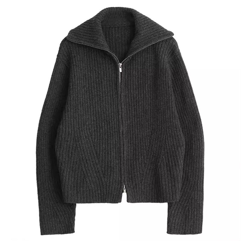 Gilet pour femmes avec fermeture éclair sportive et texture côtelée Chic & Stil