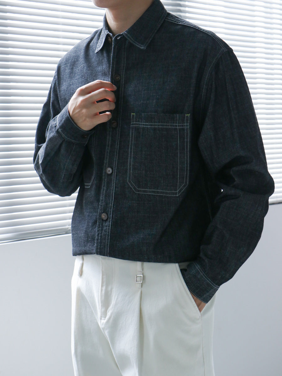 Casual chambray shirt for men with two chest pockets and button details Lune London