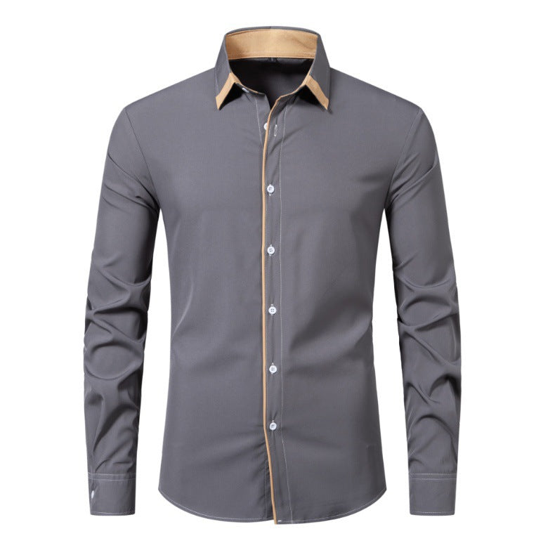 Men's long sleeve shirt with modern contrast collar and comfortable fit Lune London