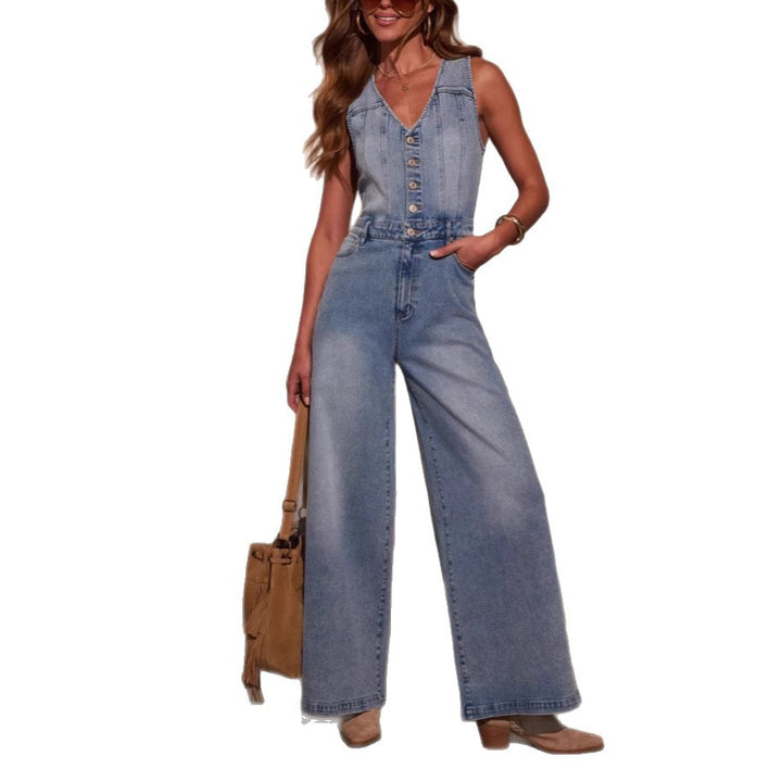 Denim overall for women with high waist and button details Chic & Stil