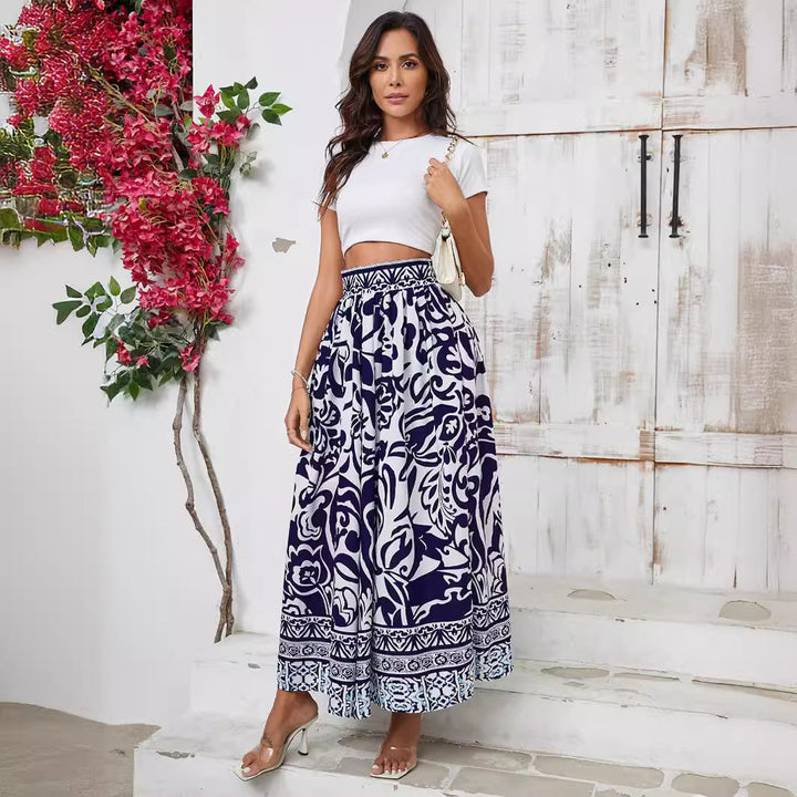 Ladies Elegant Flowers Maxi Skirt Lune London