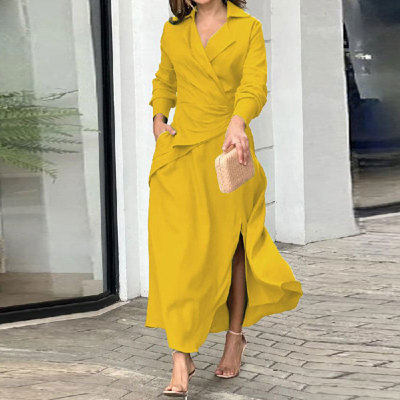 Robe élégante à enrouler pour femmes avec coupe cintrée et manches longues Chic & Stil