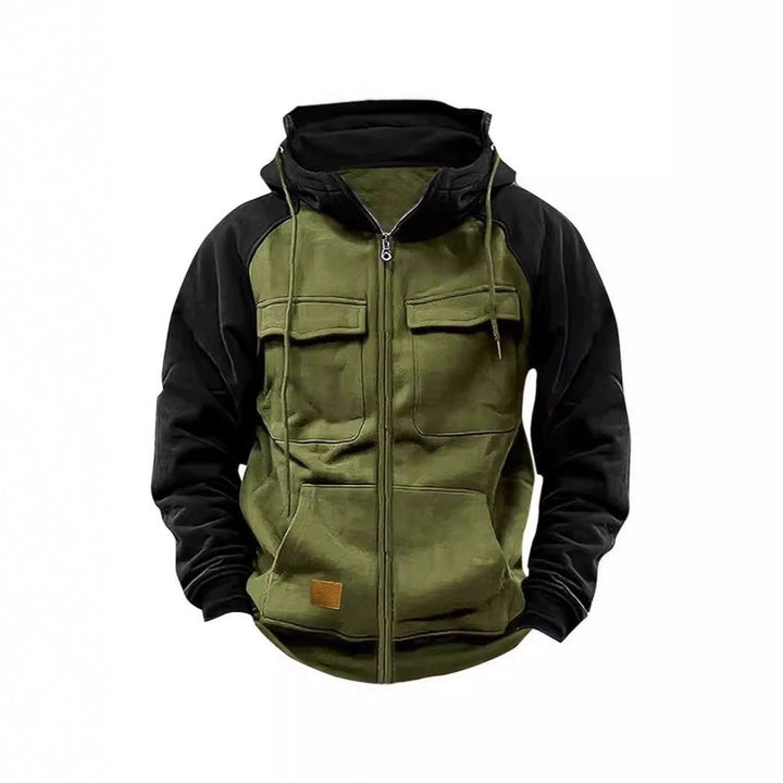 Sporty hooded jacket for men with practical pockets and zipper Lune London