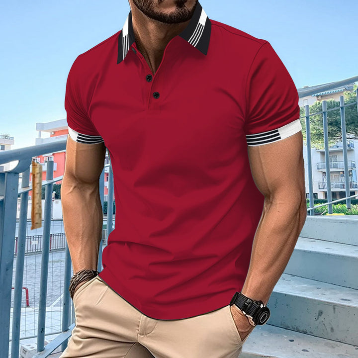 Elegant short-sleeved polo for men with contrasting piping Lune London