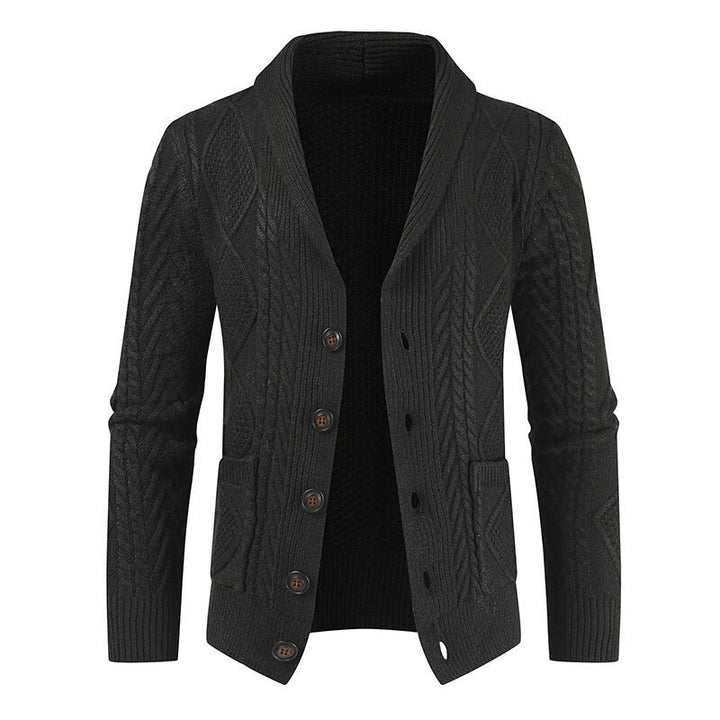 Men's knit jacket with modern cable pattern and applied pockets Lune London