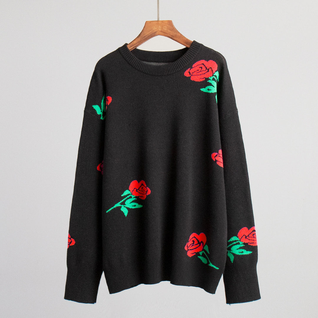 Sweater en tricot à motifs pour femmes avec design floral et coupe ample Chic & Stil