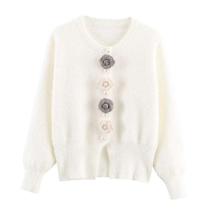 Ladies Cozy Knit Vest with Elegant Floral Details Lune London