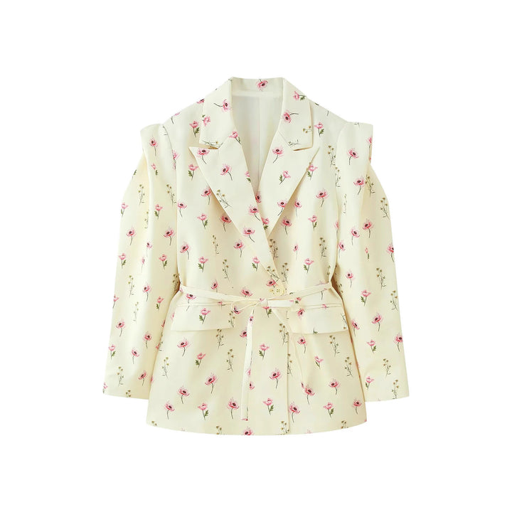 Blazer jacket for women with wide shoulders and adjustable belt Lune London
