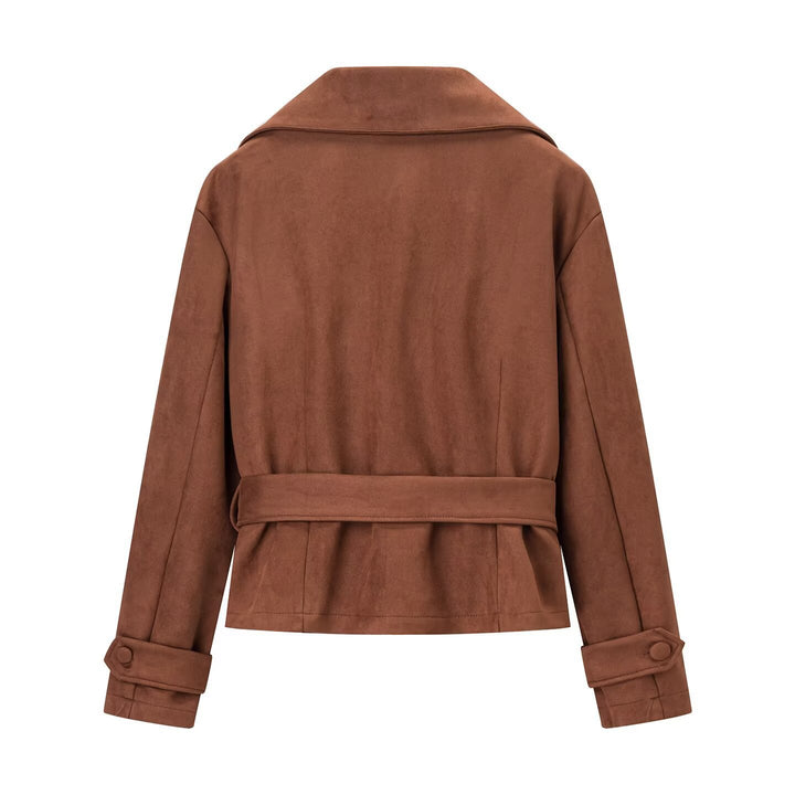 Suede fashion blazer jacket for women with belt and elegant cut Lune London