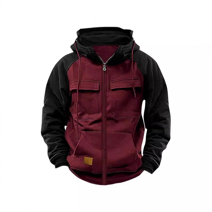 Sporty hooded jacket for men with practical pockets and zipper Lune London