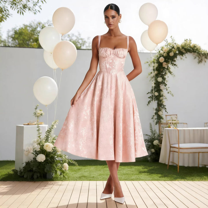 Glamorous cocktail dress for women with ruffled top and voluminous skirt Chic & Stil