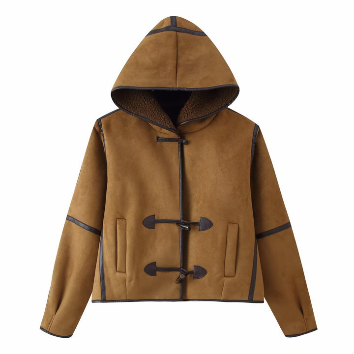 Veste élégante en simili cuir pour femmes avec capuche et doublure chaude Chic & Stil