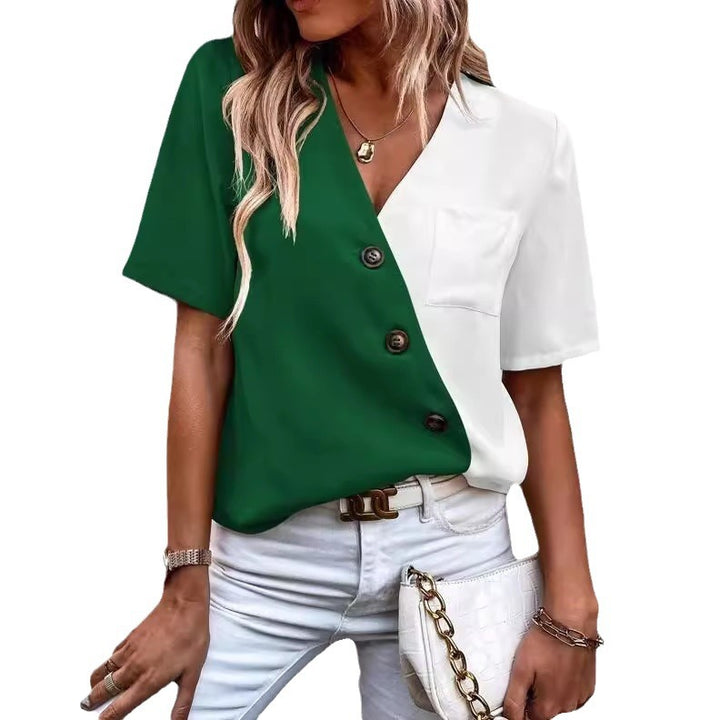 Trendy blouse for women with button placket and asymmetrical design Lune London