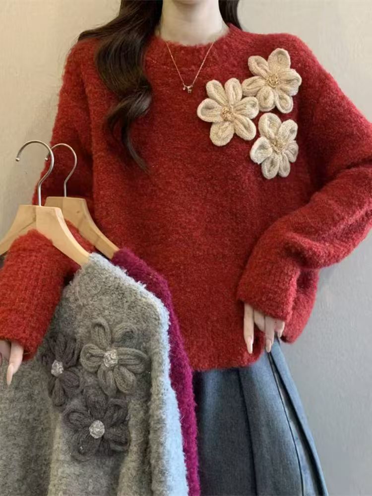 Pull Femme Doux avec Design Floral 3D Chic & Stil