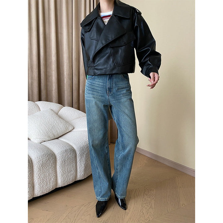 Ladies Fashion Biker Jacket made of Faux Leather Chic & Stil