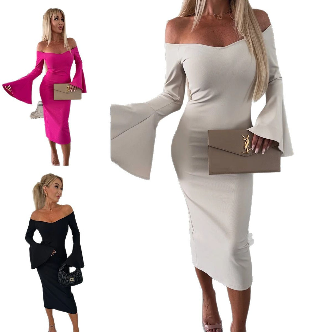Fitted wrap dress for women with a deep neckline design and wide sleeves Lune London