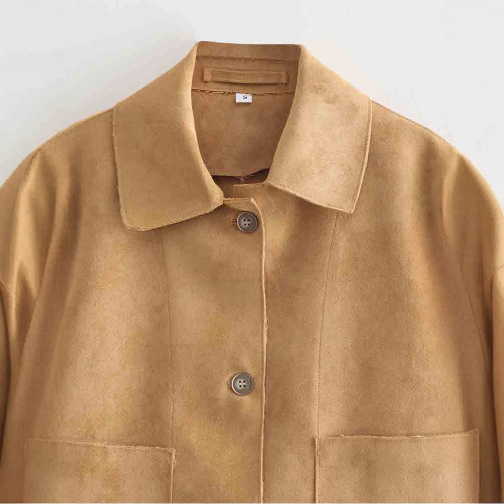Timeless ladies suede jacket with elegant collar and practical pockets Lune London
