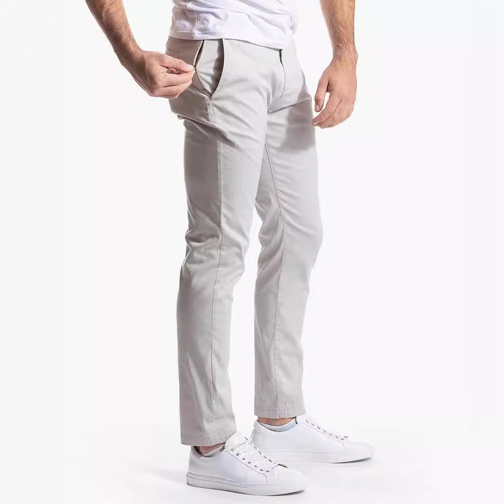 Comfortable chino pants for men with a modern cut and elastic waistband Lune London