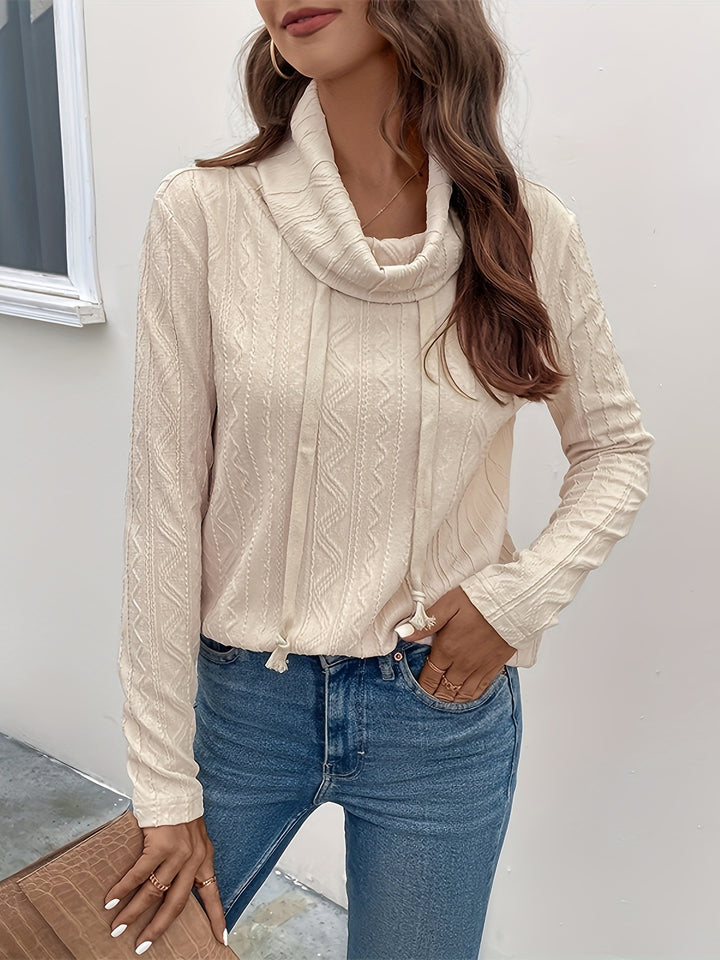 Women's sweater with cowl neck and textured pattern detail and long sleeves Lune London