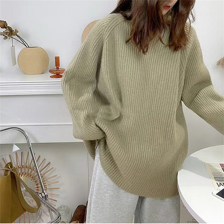 Pull en tricot épais pour femme avec col montant et coupe décontractée Chic & Stil