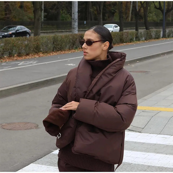 Ladies practical and stylish down jacket with belt Lune London
