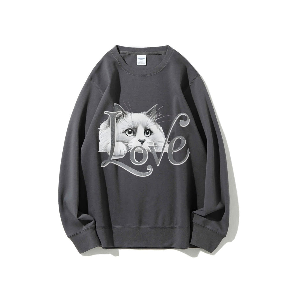 Sweat-shirt pour femmes avec un design de chat ludique et une coupe décontractée Chic & Stil