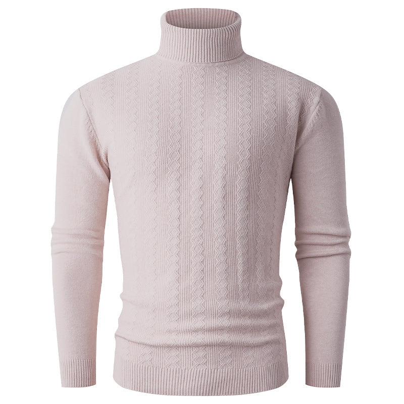 Pullover à col roulé pour hommes avec motif texturé et col montant Lune London