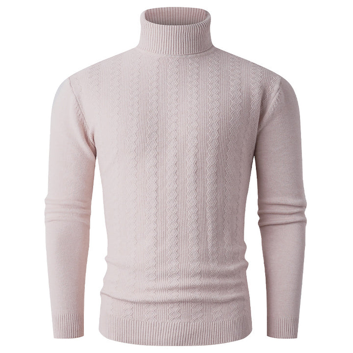 Pullover à col roulé pour hommes avec motif texturé et col montant Lune London