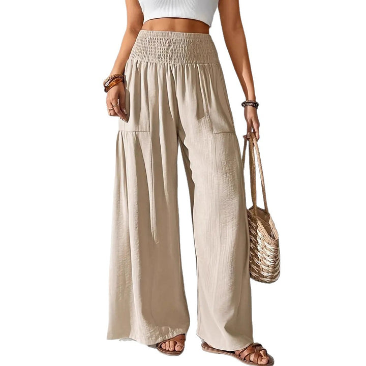 Pantalons larges d'été pour femmes avec taille élastique et poches latérales Chic & Stil